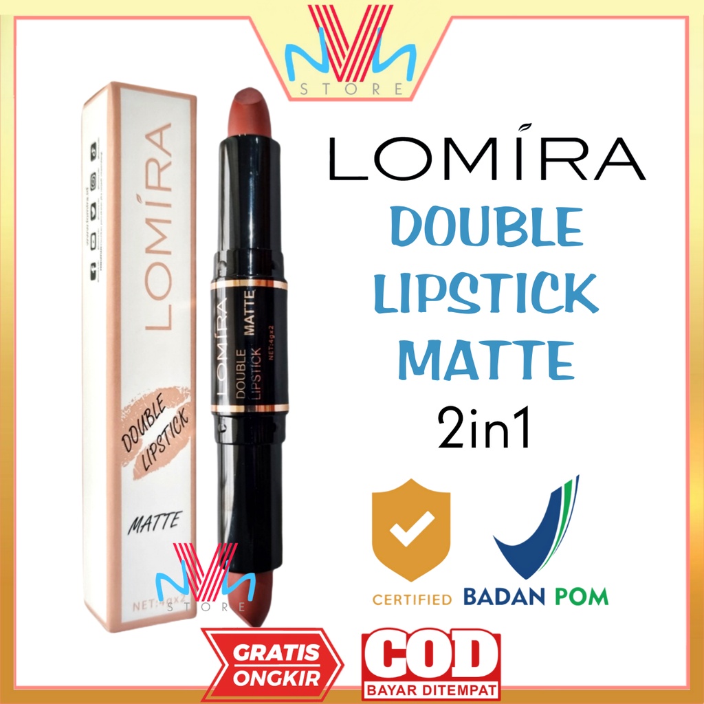 LOMIRA DOUBLE LIPSTICK MATTE 2in1 - LIPSTIK LOMIRA - LIP STIK MURAH