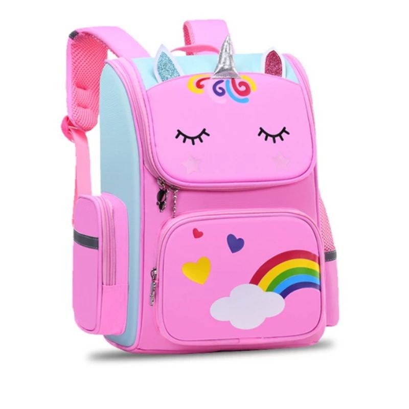 BEST SELLER Tas Ransel Anak Sekolah Karakter Unicorn Pelangi / Ransel anak Untuk perempuan Sekolah SD Free Botol