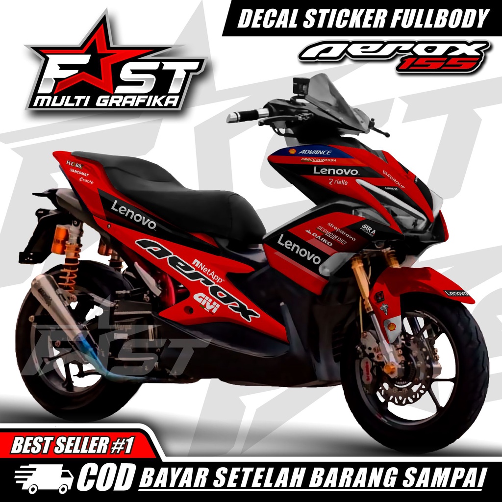 DECAL AEROX 155 FULL BODY DECAL AEROX KEREN DECAL AEROX FULL BODY GLOSSY motif DUCATI LENOVO