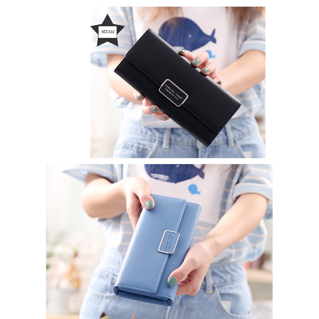 PROMO 7.7 - DOMPET PANJANG WANITA KULIT PREMIUM HITAM DEVARA WA475B5 MUAT HP SLOT KARTU UANG KOIN IMPORT COWOK KEREN FASHION DISTRO LAKI MURAH BATAM BRANDED SIMPLE