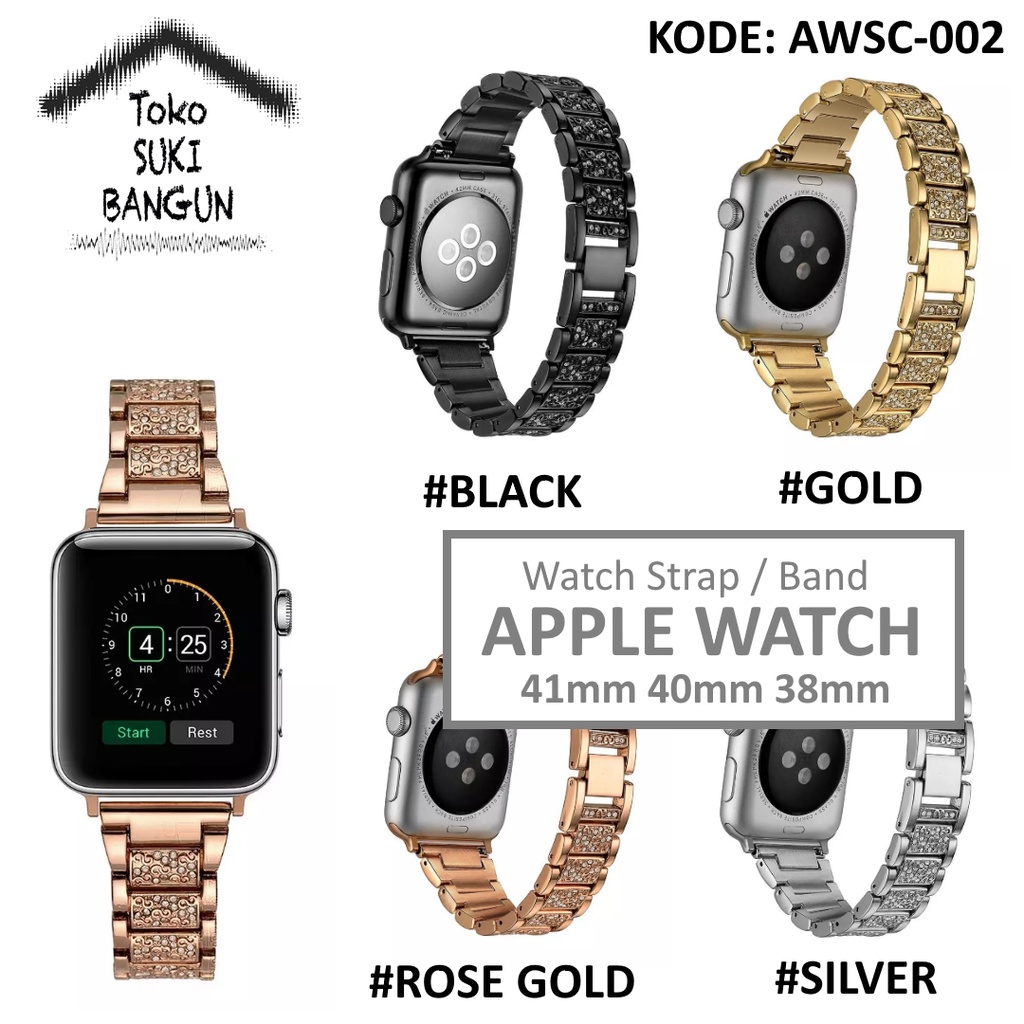 Strap Apple Watch Series 8 7 6 5 4 3 2 1 41mm 40mm 38mm TALI JAM Crystal ROMAN Steel AWSC-002