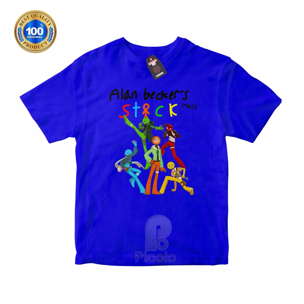 (FREE NAMA) BAJU KAOS ATASAN ANAK MOTIF ALAN BECKERS STICK MANS Bahan COTTUN