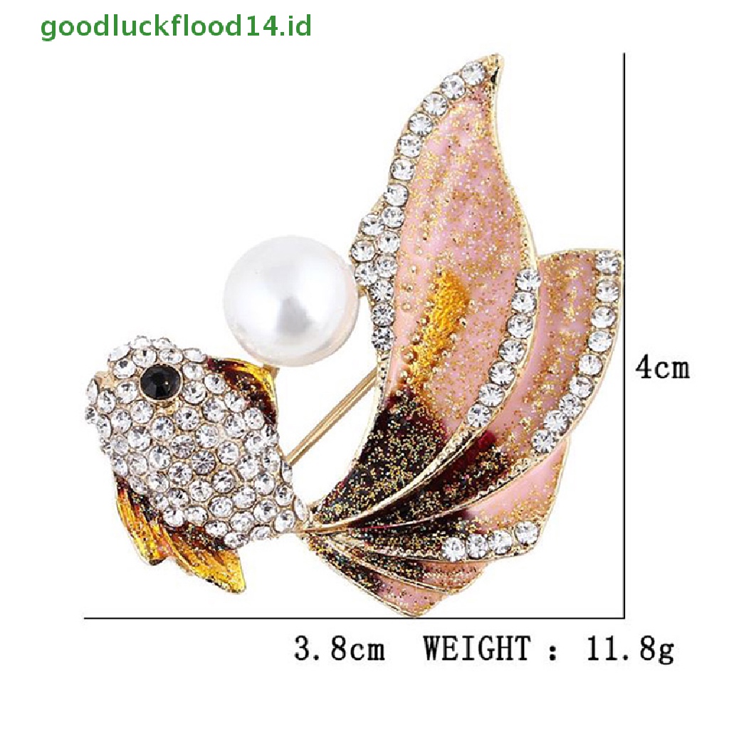 [GOOGFOUR] 1pc Kristal Berlian Imitasi Ikan Mas Bros Wanita Brooch Pin Aksesoris Pakaian [TOP]