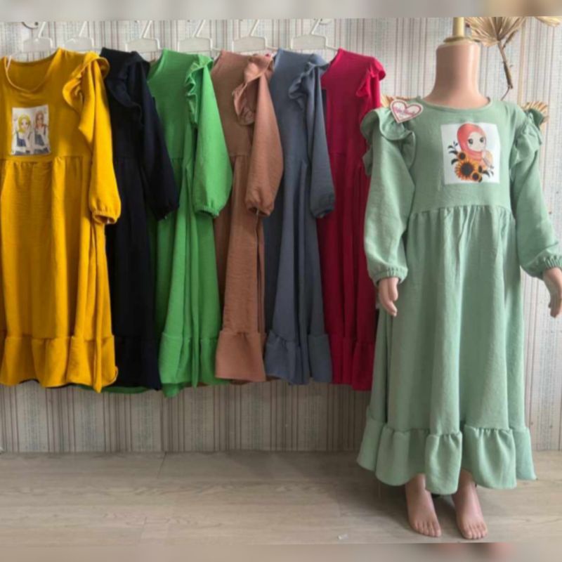 GAMIS ANAK VIRAL 2-7 THN CRINGKLE AIRFLOW/SET ANAK OVERSIZE VIRAL/GAMIS ANAK SLEBEW