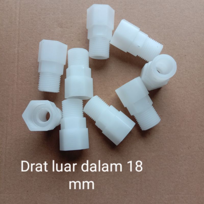 Konektor selang body sprayer drat luar dalam 18 mm