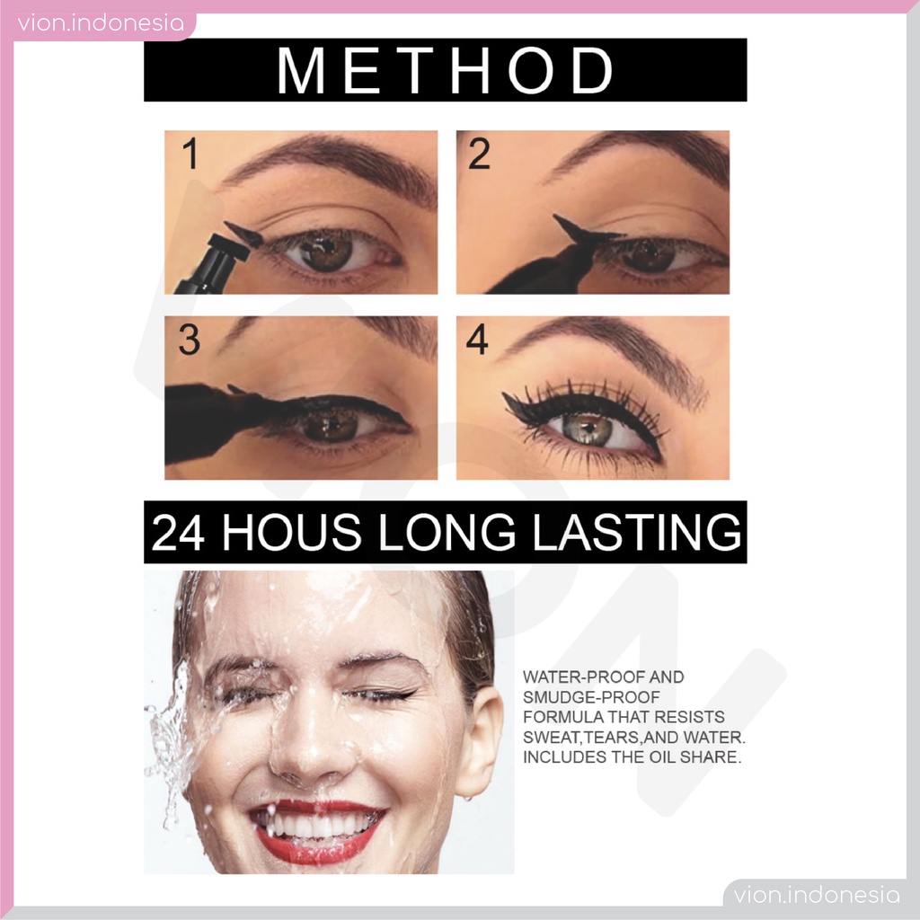 Cmaadu Eyeliner Stamp 2 in 1 Wing Spidol Liquid Waterproof 2 In 1 Pencil Pensil Celak MINIPINK FITCOLORS CM001