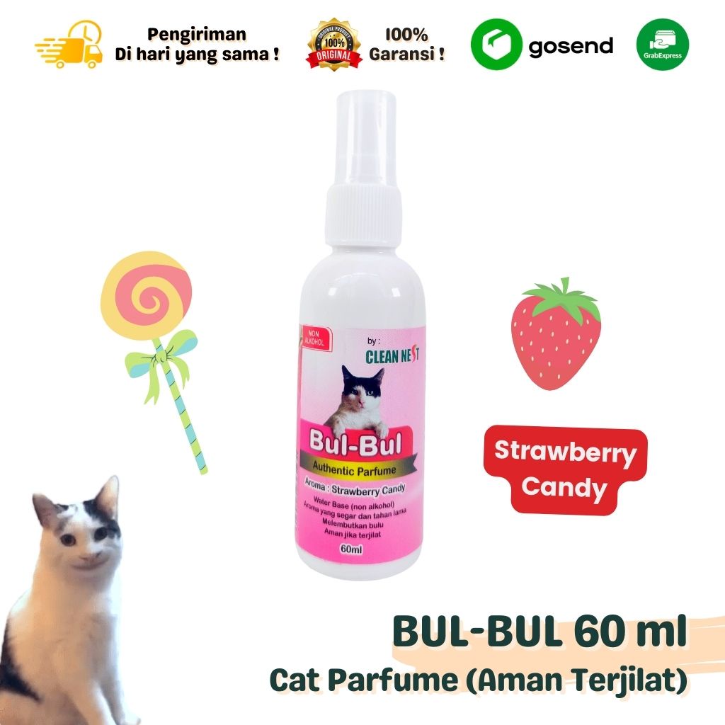 Parfum Kucing Aman Terjilat BUL BUL Non Alkohol Wangi Strawberry Candy 60 ML