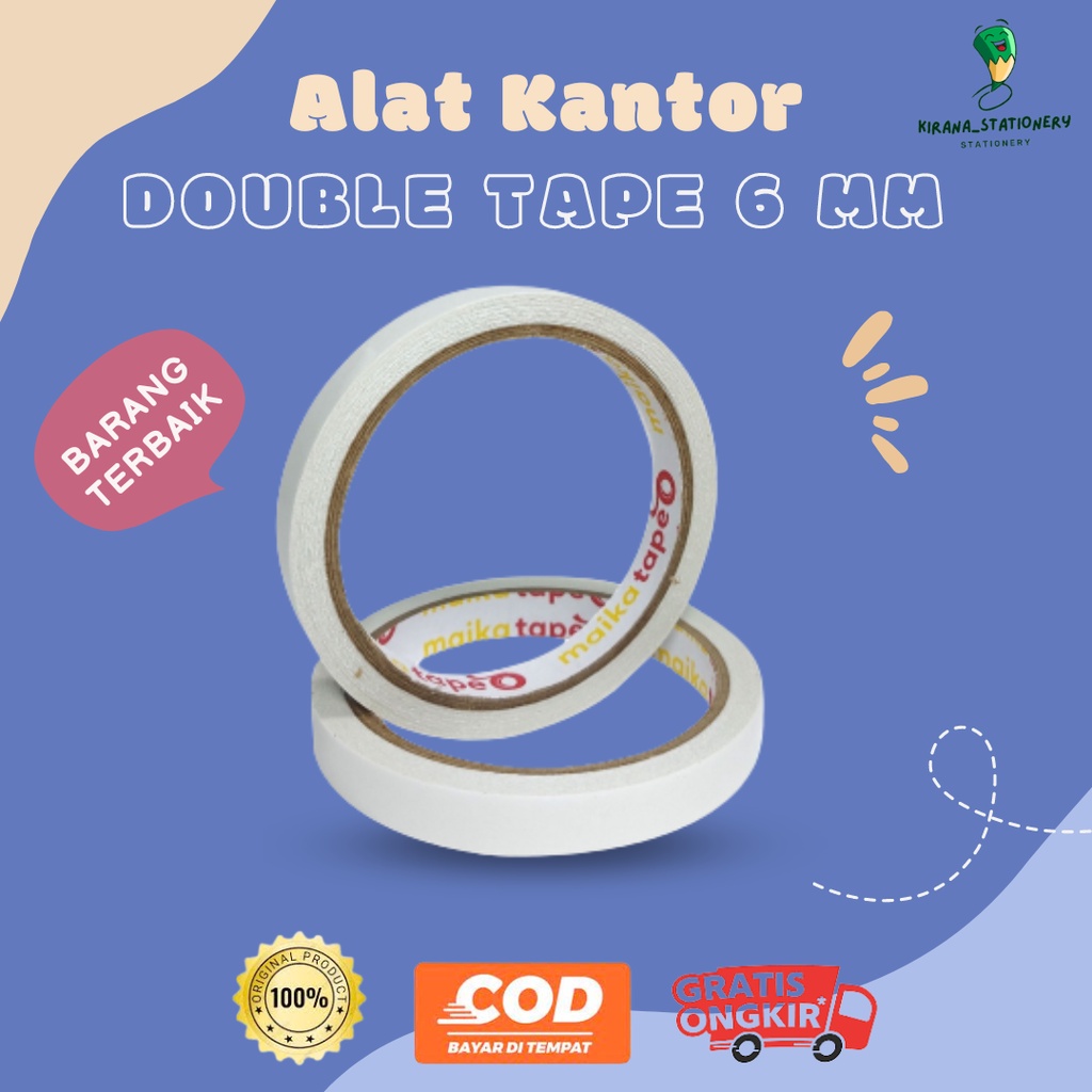 

ISOLASI DOUBLE TAPE MAIKATAPE 6MM ISI 2 PCS