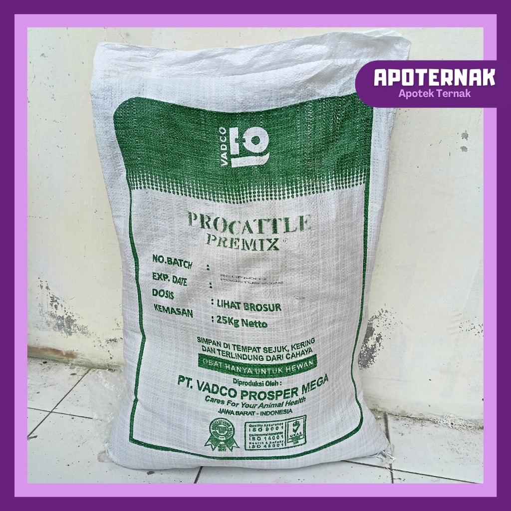 PROCATTLE PREMIX 1 kg | Meningkatkan Produksi dan Produktivitas Sapi Potong | Multivitamin, Asam Amino, Mineral | VADCO