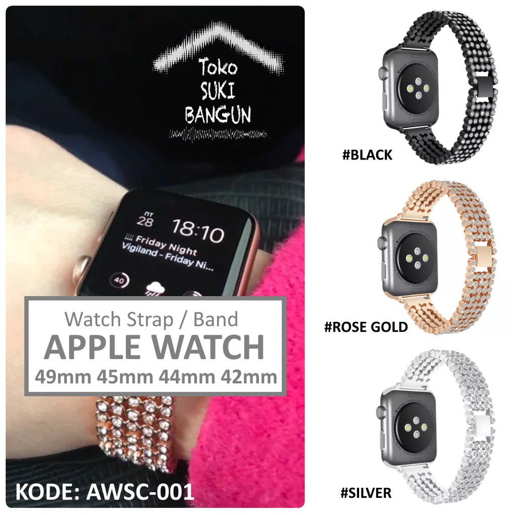 Strap Apple Watch Series Ultra 8 7 6 5 4 3 2 1 49mm 45mm 44mm 42mm TALI JAM Crystal GRAIN Steel AWSC-001