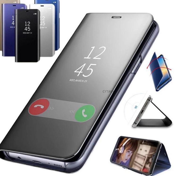 SAMSUNG A6 A6+ A7 A8 A8+ A9 2018 PLUS A10 Flip Cover Clear View Case Mirror Standing Auto Lock ▫ BVT
