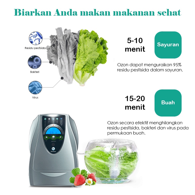 ⭐Garansi⭐Ozone Food Sterilizer Fruit Vegetable Meat Sea Food Menghilangkan Baunya Bakteri Ozone Purifier ly