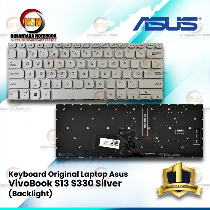 Keyboard Original Asus VivoBook S13 S330 Silver Backlight