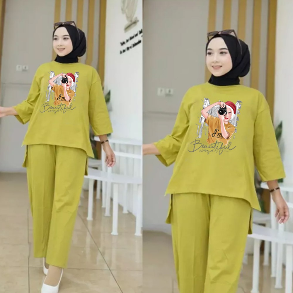 FF SETELAN TUNIK WANITA HIJAB COLABORATION BAHAN BABYTERY IMPORT 08