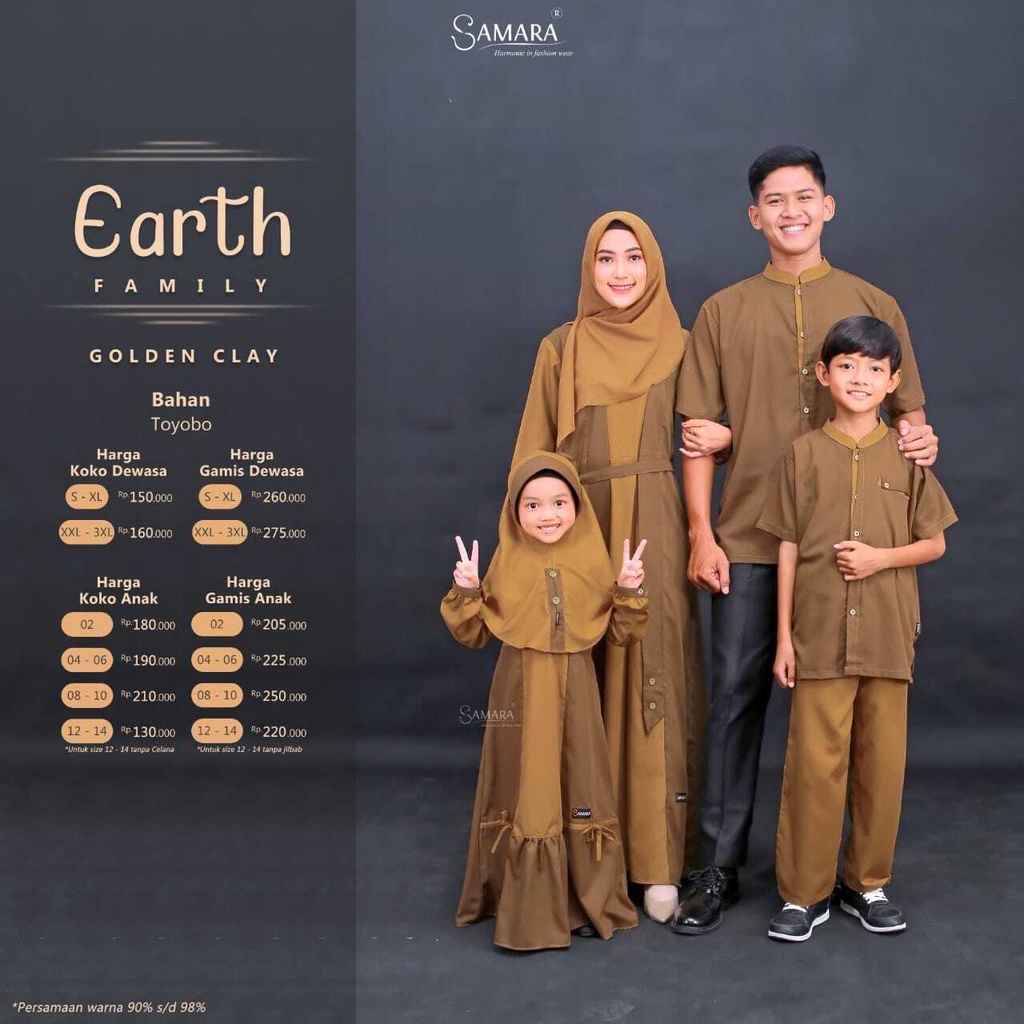 Baju Couple Keluarga Samara J06 Golden Clay Sarimbit Keluarga Pasangan Ayah Ibu Anak Model Terbaru 2
