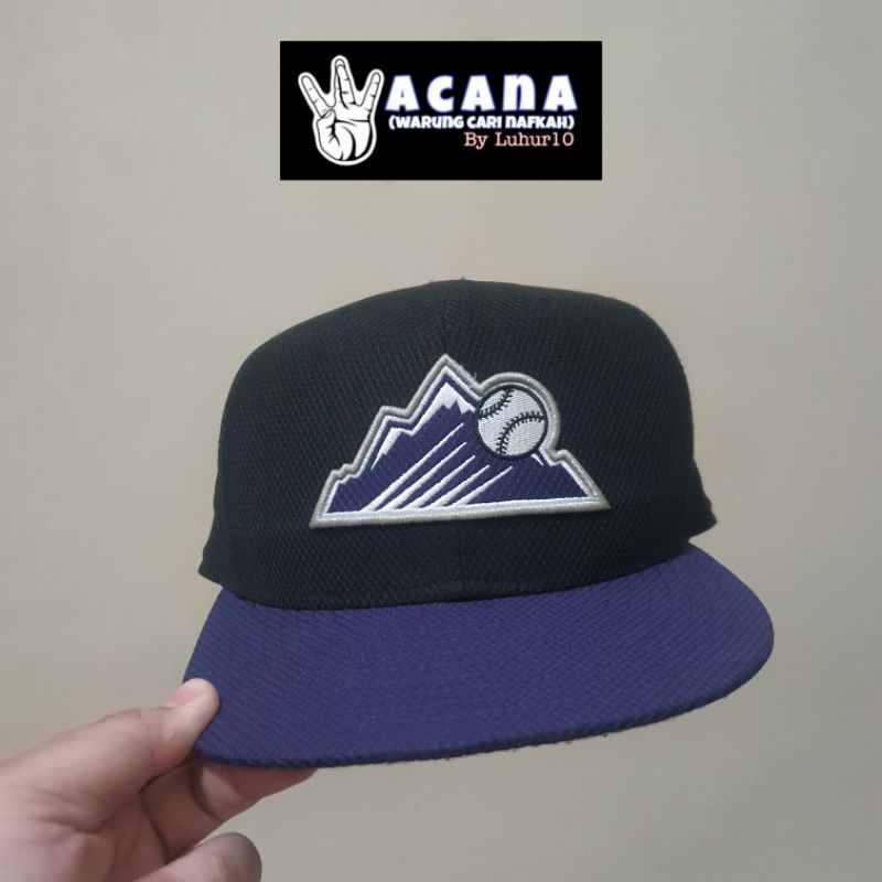 Topi Baseball Authentic for Player New Era x MLB Logo Lama Colorado Rockies Size Fitted 7 ¼ [Second]