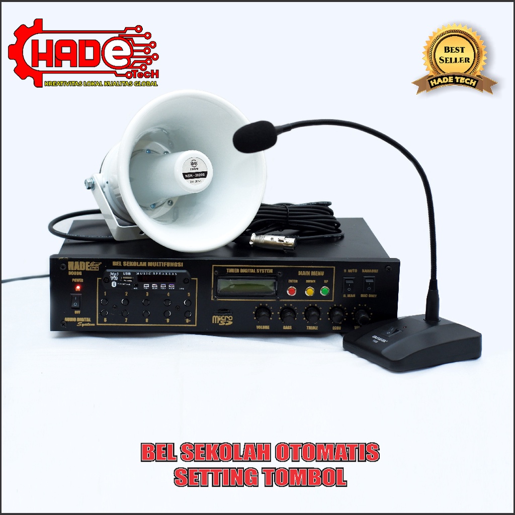 Bel sekolah otomatis plus mic podium lengkap
