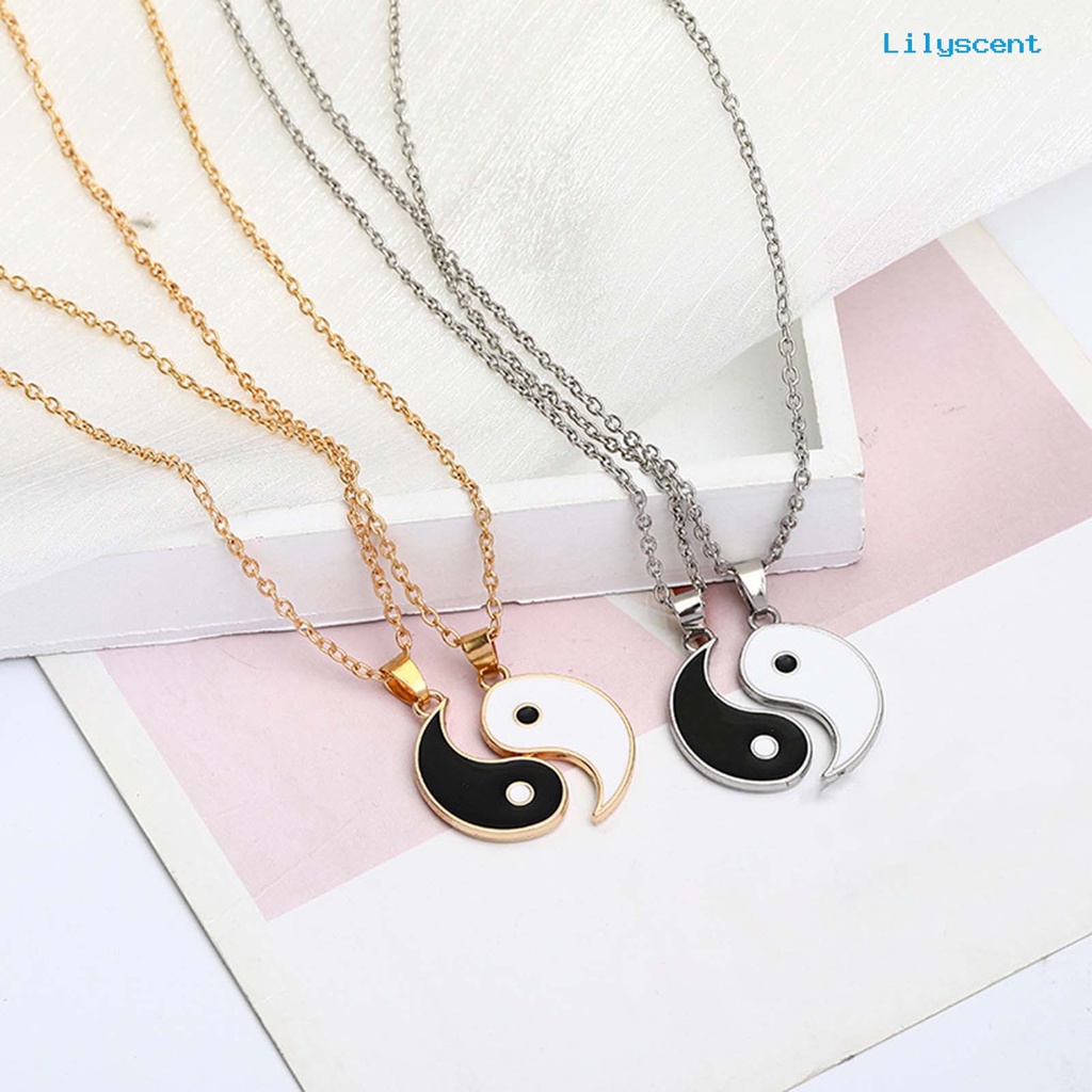 Ls 2pcs/Set Kalung Rantai Tai Chi Liontin Pasangan Memorial Stainless Untuk Hadiah