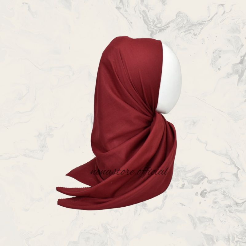 NONA HIJAB VOAL PARIS PREMIUM POLOS SEGIEMPAT BASIC VOAL SEGI EMPAT WARNA MERAH MAROON MARUN TERMURA