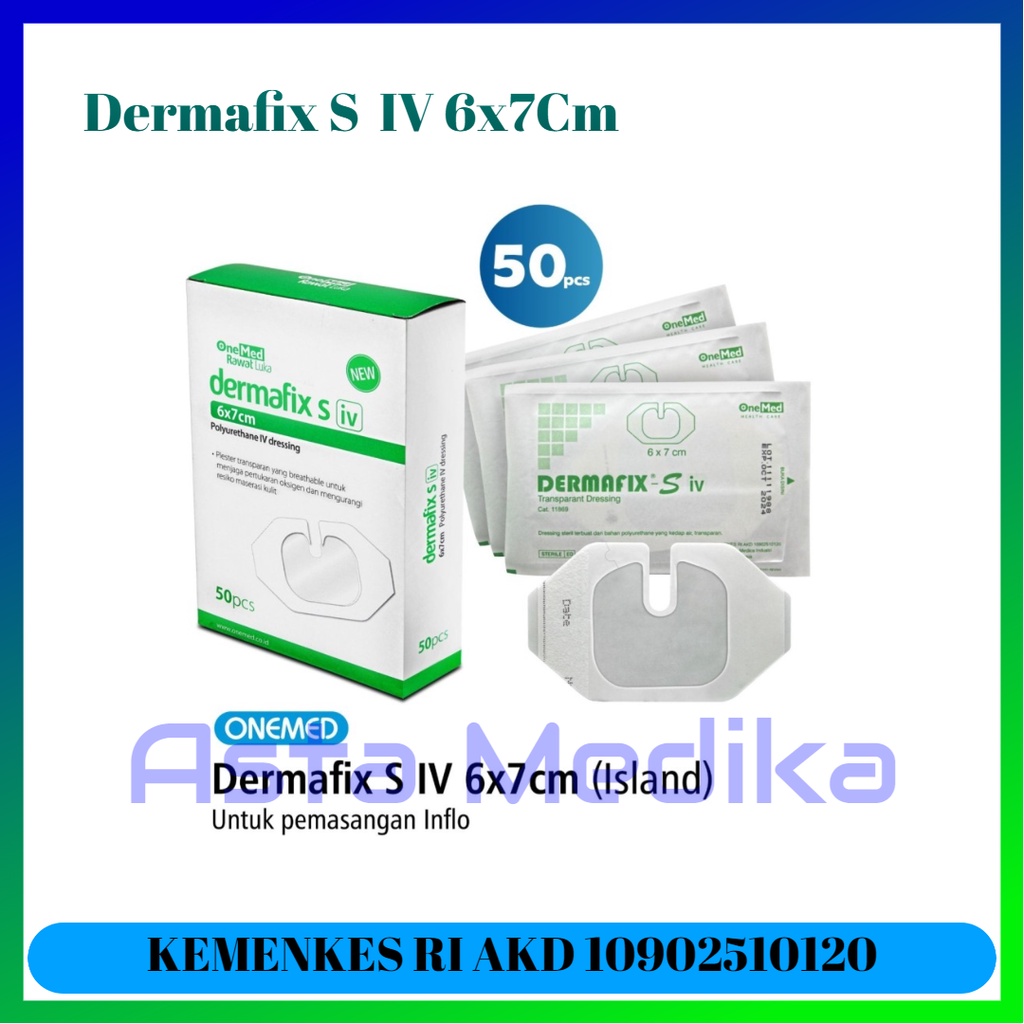 Dermafix S 6x7cm Onemed IV Dressing OneMed Plester Infus Transparan Polyurethane IV Dressing Plester Infus Anti Air One Med