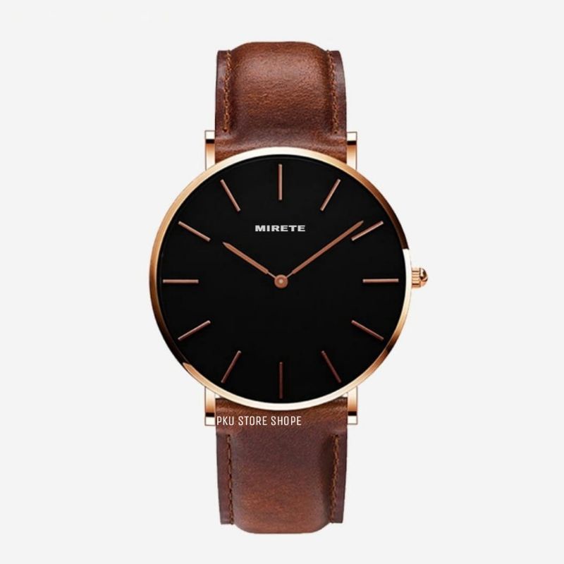 MIRETE EDITION JAM TANGAN KASUAL PRIA STRAP KULIT TAHAN AIR 100% ORIGINAL JAM TANGAN KASUAL PRIA ANALOG MEWAH ELEGAN BERKUALITAS MURAH FREE BATRAI CADANGAN