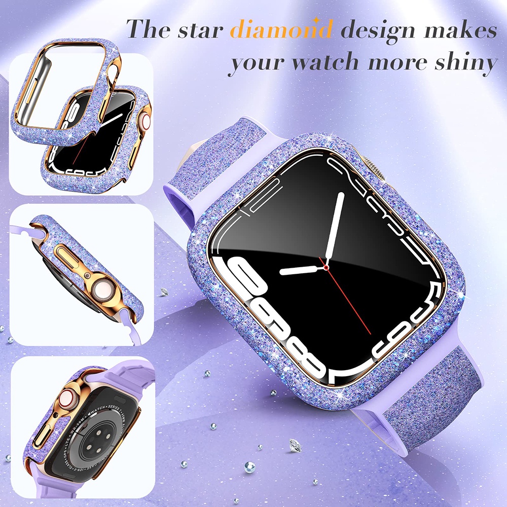 Diamond Case Untuk Apple Watch 45mm 41mm 44mm 40mm Bling Crystal Bumper Untuk Iwatch Series 8 7 4 5 6 Se