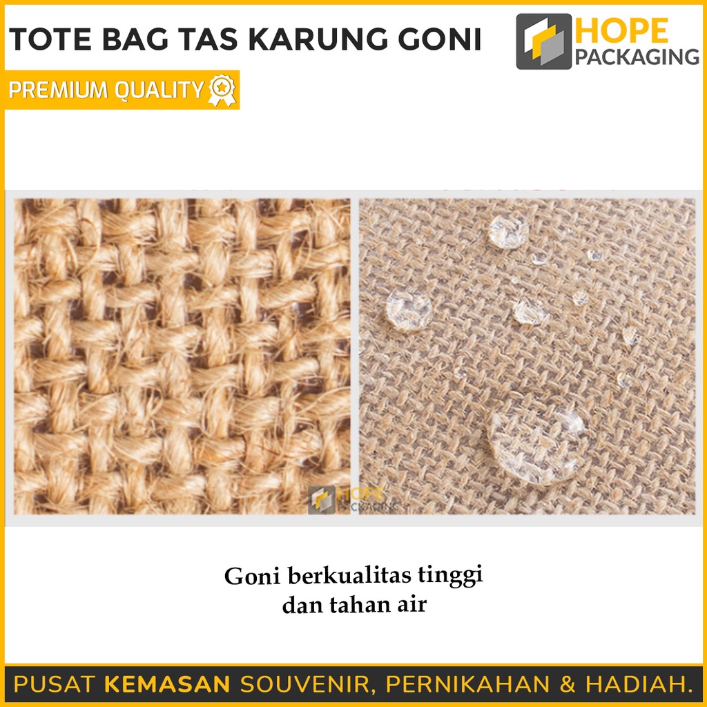 Tas Goni Laminasi S 23x21x15 cm / Tote Bag Tas Karung Goni / handle Cream