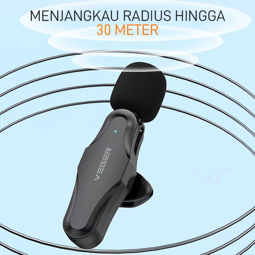 VEGER Wireless Microphone for Android Type C - Veger Audio Portable Mini Mic Clip On Lapel Vlogger Podcast Live