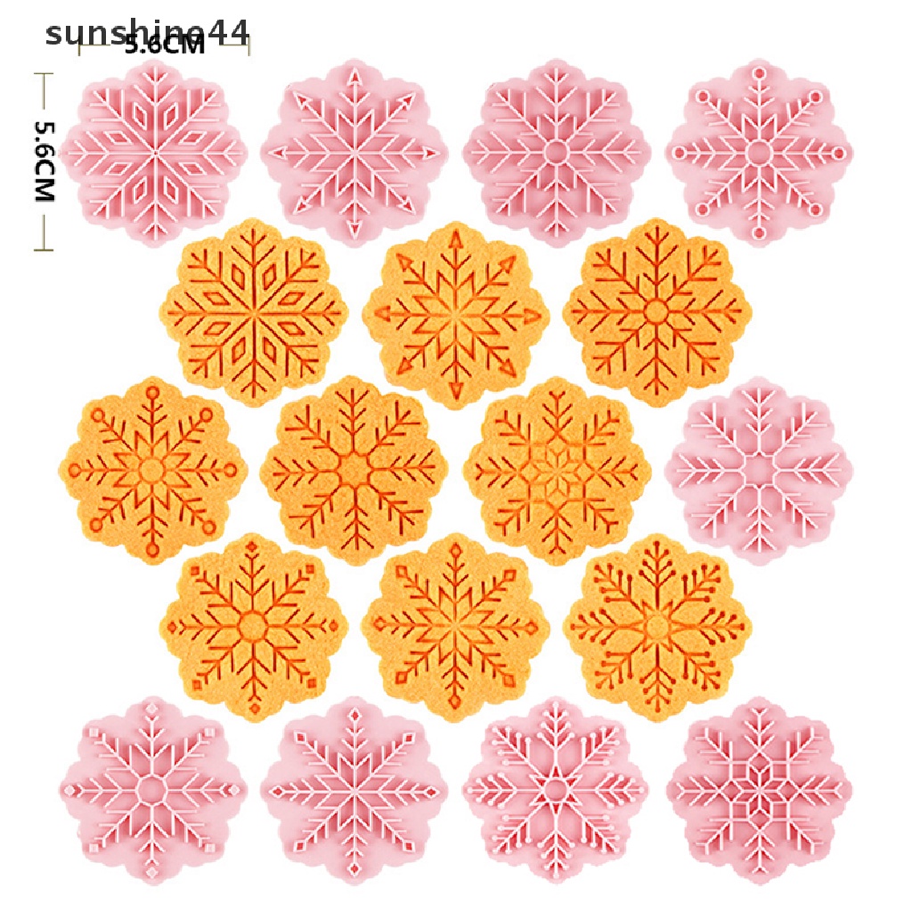 Sunshine 9pcs/set Pemotong Kue Kering Bentuk Snowflake 3D Cetakan Biskuit Plastik Cookie Bakeware.