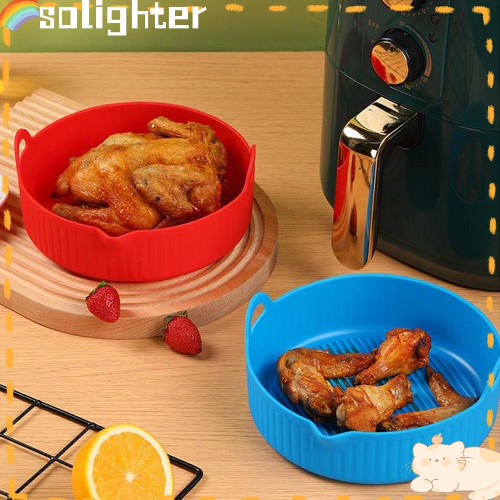 Solighter Menebal Bulat Silikon Panci Grill Pot Tray Masak Reusable Pizza Plate Baking Basket