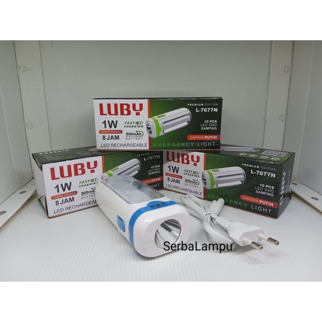 Senter Lampu Emergency Luby L-7677 / Senter Tangan Cahaya Putih L7677