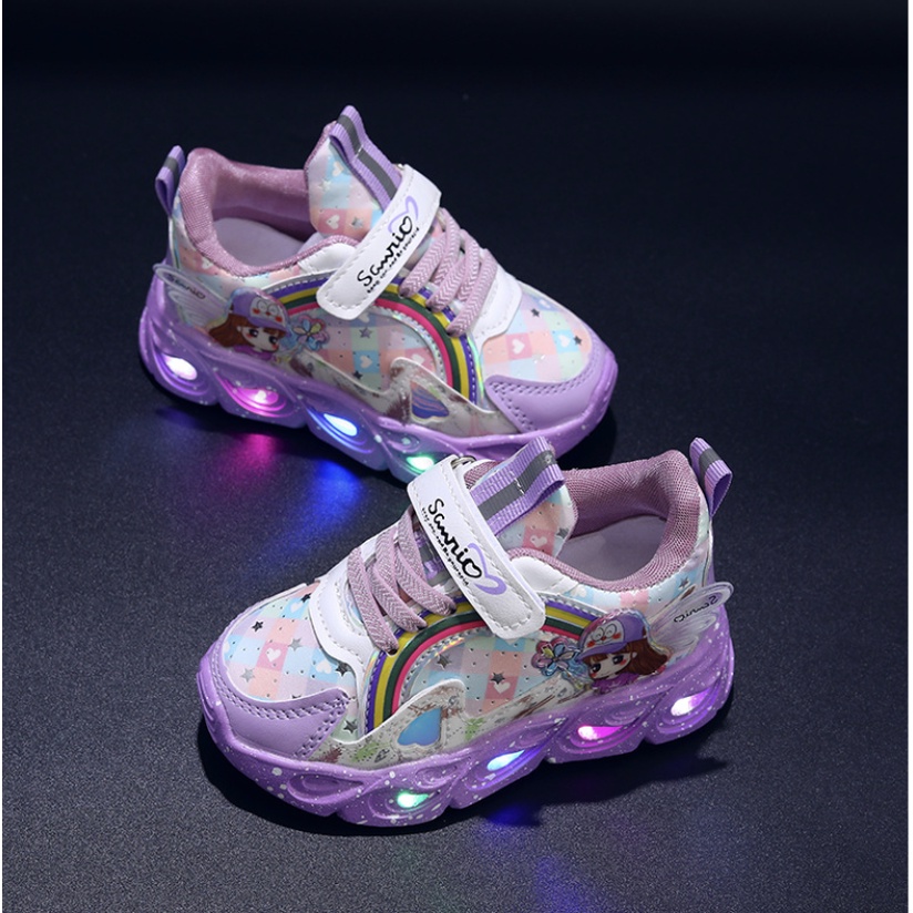 babyfit FLORSCENT RIO sepatu lampu anak perempuan led shoes import gs-0120