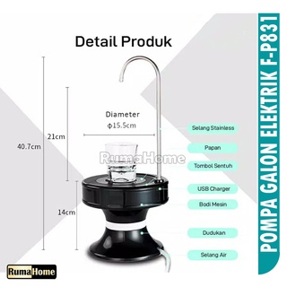 Pompa Galon baki Elektrik F-P831 Rechargeable Water Dispenser Electric Pump Automatic.