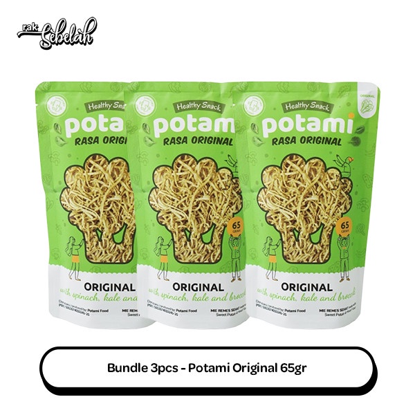 

Bundle 3pcs Potami Healthy Noodle Snack Original 65gr Mie Remes Bayam