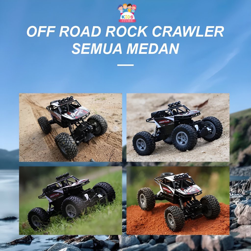 Mobil RC Rock Crawler Kuat 1:14 Metal | Mainan Anak Laki Laki Mobil Mobilan Remote Control | Kado Ulang Tahun Anak Cowok