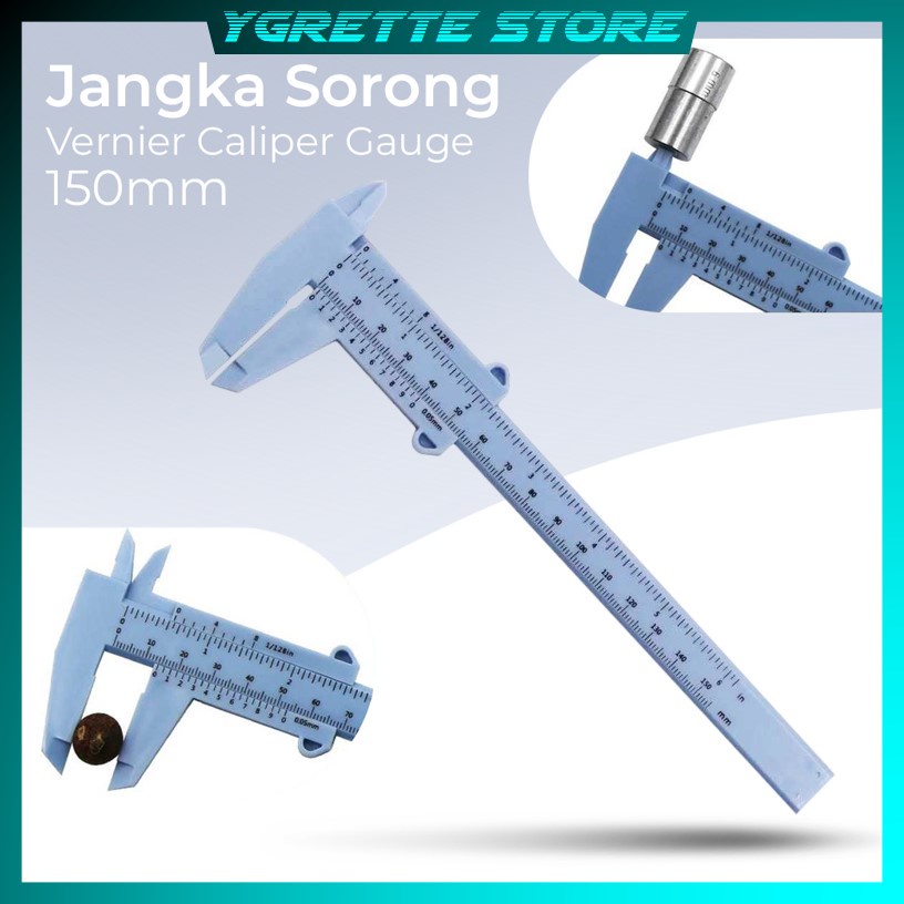 YGRETTE - GemRed Jangka Sorong Plastik Vernier Caliper Gauge Micrometer 150mm - QST-600 - Blue