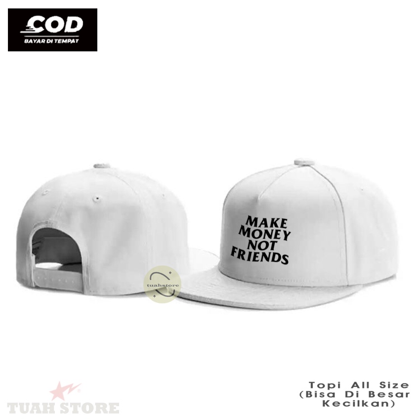 Topi Snapback Distro Logo MAKE MONEY BLACK