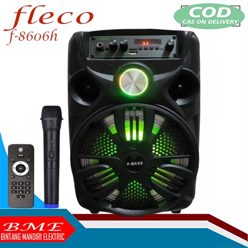 Speaker Bluetooth Digital Mp3 Multimedia FLECO F-8606H / FLECO 8" F-8606H SUARA SUPER BASS