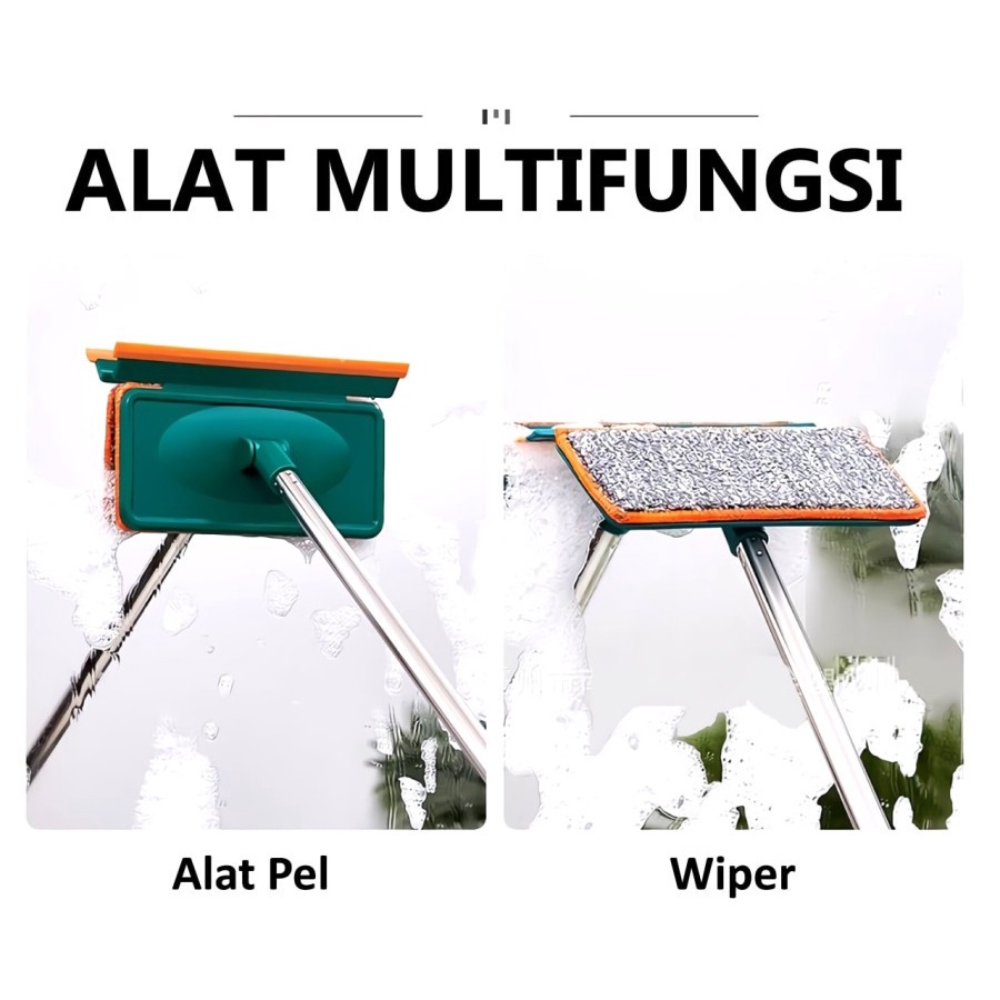 【COD】Alat Pembersih Kaca/ Wiper Kaca/ Window Wiper Teleskopik/kaca Cleaning Brush/Jendela Wipper 2in1