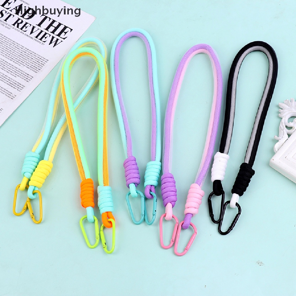 Hbid Two-tone Gesper Fluorescent Mesh Lanyard Bag Gantungan Kunci Dikepang Tali Tas Tali Glory