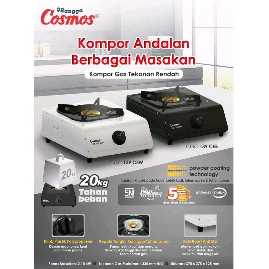 Kompor Cosmos Gas 1 Tungku CGC-139 CEB/CEW