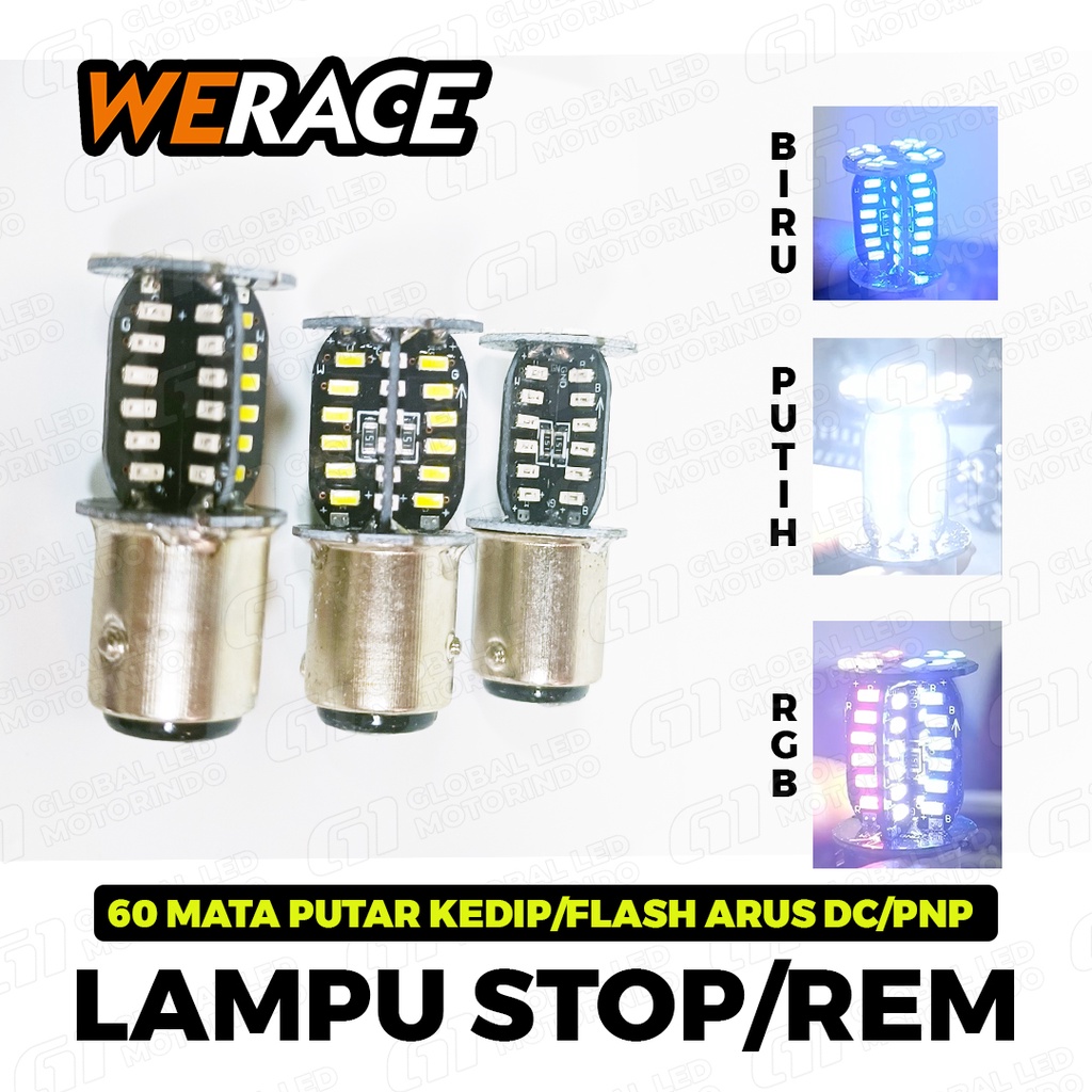 [WERACE] LAMPU LED STOP REM 64 MATA PUTAR KEDIP / FLASH UNIVERSAL SEPEDA MOTOR MOBIL SANGAT TERANG 1157 VIRAL