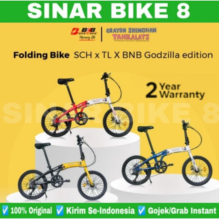 Sepeda Lipat Ukuran 20 Inch BNB GODZILLA - Shinchan x Tahilalats