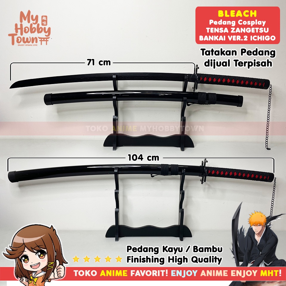 Replika Pedang Kayu Bleach Kurosaki Ichigo Tensa Zangetsu Bankai Ver 2