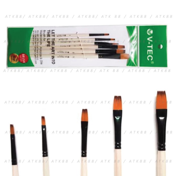 

Kulu V-Tec Brush A0017H Set 6 / Kuas Lukis Set Isi 6 / Vtec Artist Brush