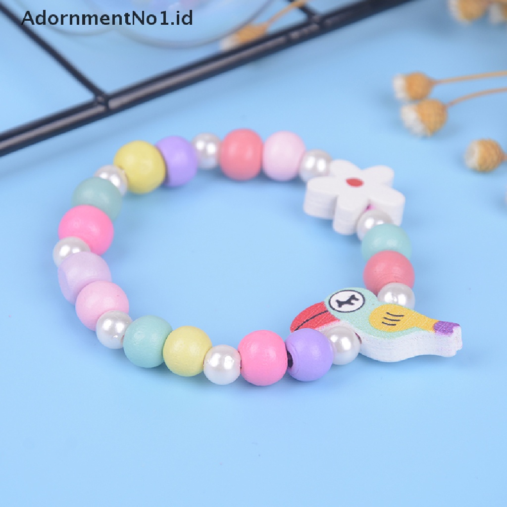 [AdornmentNo1] 3 Pcs Kartun Burung Manik-Manik Bunga Gadis set Perhiasan Anak Anak Gelang [ID]