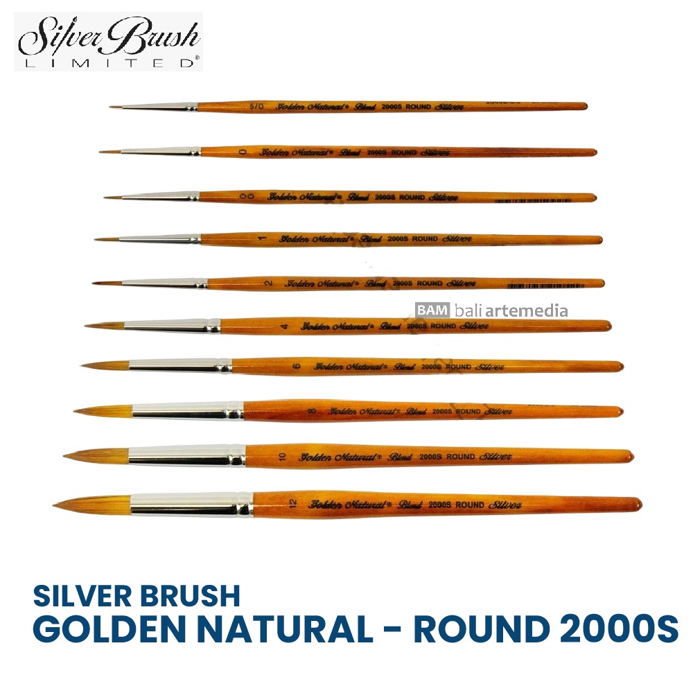 Kuas Melukis Alat Menggambar Silver Brush Golden Natural Round 2000S Terlaris Termurah By Bali Artemedia