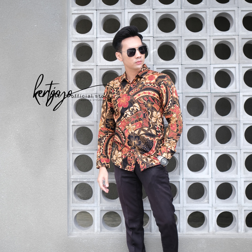 Batik pria modern slimfit Baju Batik Pria Lengan Panjang slimfit baju batik pria Slimfit premium baju seragam BATIK KERTOJOYO KJ036 kemeja batik pria lengan panjang full furing baju batik alisan pria Kemeja batik slimfit batik premium laskala PRABUSENO