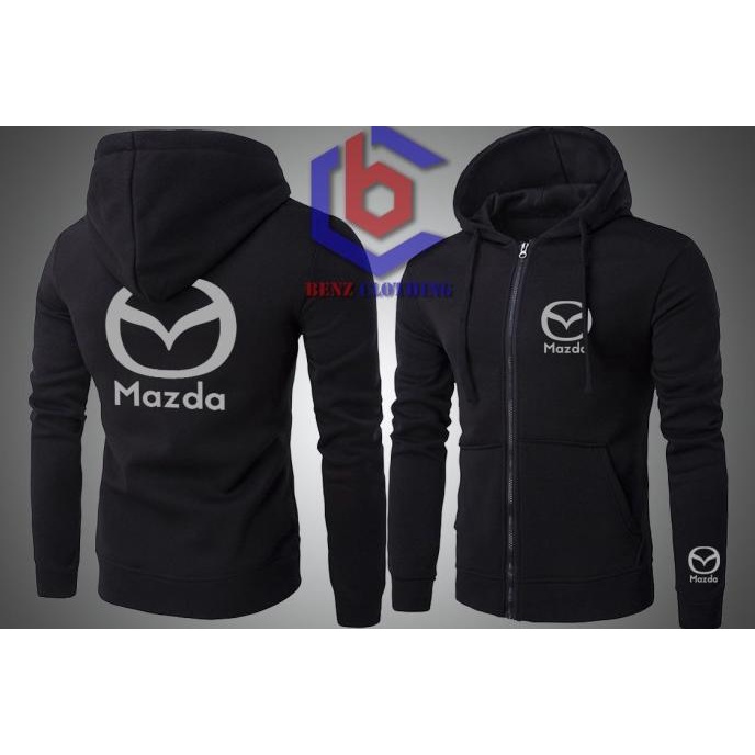 Jaket Hoodie Sweater Mazda Outerwear Pria Wanita Zipper Resleting Depan Polos Sablon Polyflek Korea