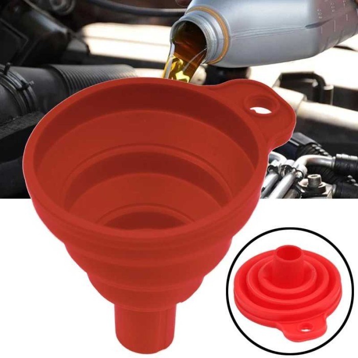 Corong Lipat Air Minyak Collapsible Silicone Funnel - Multi Warna